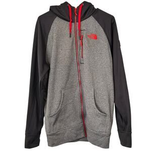 The North Face Full Zip Hoodie Jacket Mens Size Large Gray Black Red